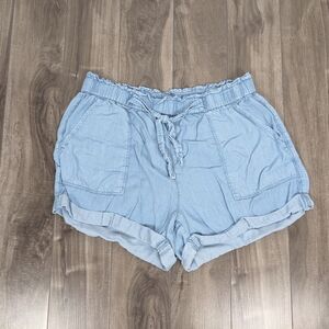Aerie chambray paper-bag camp shorts Large Blue